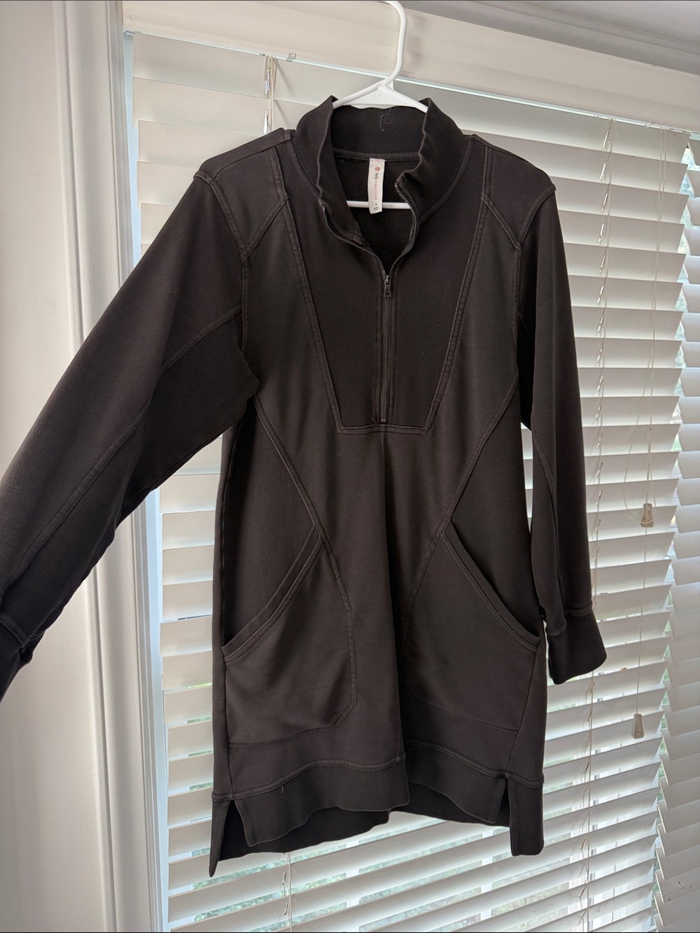 Anthropologie Black Quarter-Zip Cowl Tunic Sweater